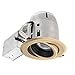 90054 4 inch Swivel Spotlight Recessed Lighting Kit Dimmable Downlight, Antique Brass Finish, Black Ridged Baffle, Easy Install Push-N-Click Clips