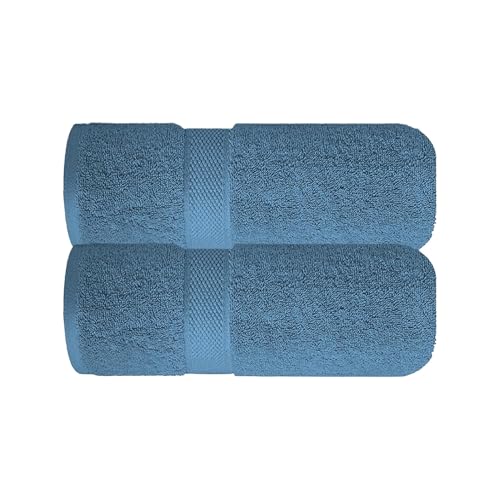 Image of Sulfar 100% Combed Cotton, Quick Drying Highly Absorbent Thick Bathroom Towels, Luxury Bath Towel Set (Pack of 2, 70 X 140 cm) - 600 GSM (Dark Blue)