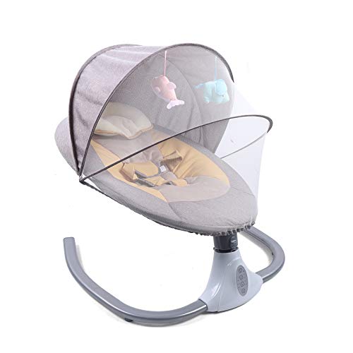 Bebé balancín automático columpio portátil 4 velocidades música bebé mecedora Bluetooth con juguetes, mosquitera, mando a distancia Cover