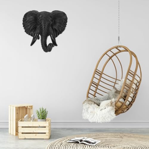 Tête de loup suspendre résine noire statuette murale design