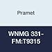 Pramet WNMG 331-FM:T9315 Carbide Indexable Turning Insert, Steel (P15), Negative, 3/8" I.C., 3/16" Thick, CVD, DOC=.020"-.118", Feed Rate=.006"-.018"/Rev, 80 Degree Trigon, Black (Pack of 10)