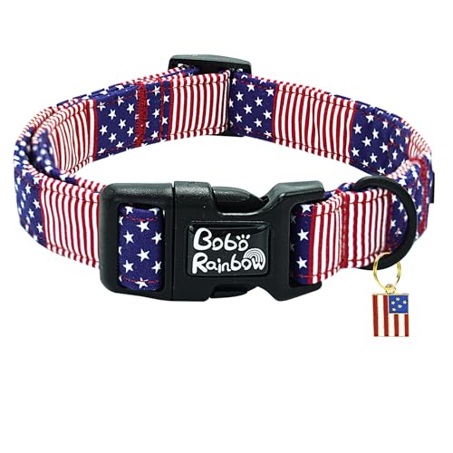 Image of Independence Dog Collar-Adjustable Cute American Flag Pet Collars Holiday Soft Comfortable Cotton Puppy Collar Gift for X-Small Dogs