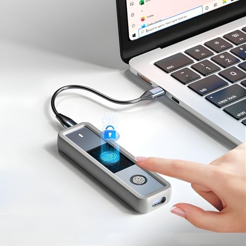 Coverzone Parmak İzi Şifreleme Özellikli M.2 SSD Kutusu Type-C Alüminyum Harici SSD Enclosure 2230 2242 2280 Uyumlu 1000MB/s Hız Silikon Kılıflı Veri Depolama Kutusu ITH18-U124, Gri - Görsel 1