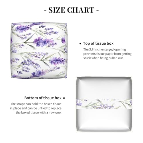Edafol Purple Elegant Lavender Tissue Box Cover Square PU Leather Waterproof Tissue Box Holder for Car Bathroom Bedroom Office Tabletop Decor by Edafol - Used condition - Image 5