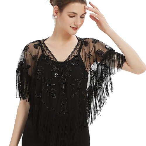1920s Shawl Wraps Luxury Peacock Beaded Sequin Flapper Gatsby Cover Up Accessories for Party Harlem Night Wedding2