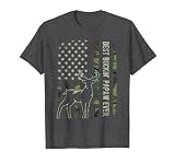 Best Buckin' Papaw Camo American Flag Deer Hunting Gift T-Shirt, Men, Dark Heather Grey, Large