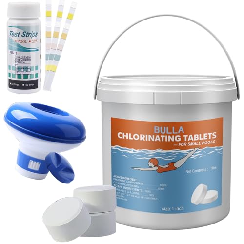 1 lb Chlorine Tablets for Swimming Pool with Float Dispenser