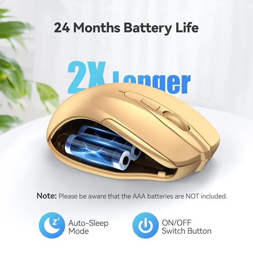 Image of TECKNET Wireless Mouse, 2.4G Ergonomic Computer Mouse, 2600 DPI, Gold