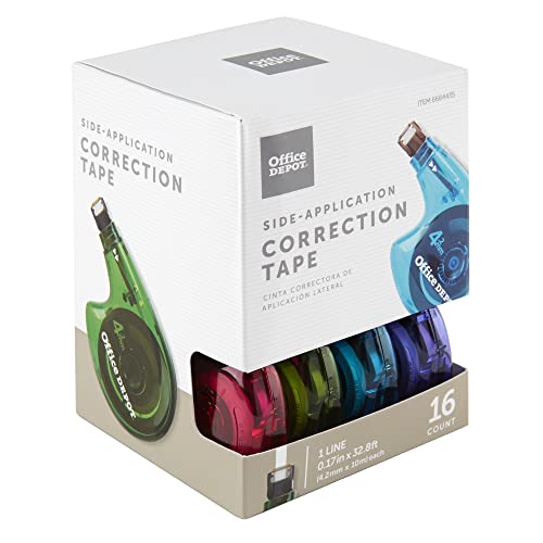 Office Depot® Brand Side-Application Correction Tape, 1 Line x 392\", Pack of 16 Cartridges