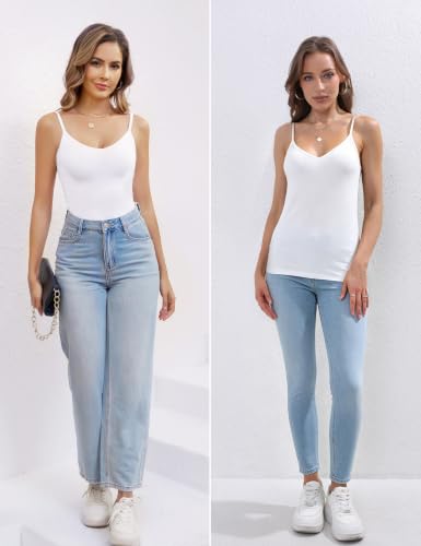 Image of BQTQ 5 Pcs Womens V Neck Camisoles Spaghetti Strap Slim-Fit Undershirts | Adjustable Spaghetti Straps Camisoles, Slim Fit V-Neck Camisoles for Women, Soft Seamless Layering Tops for Everyday Wear