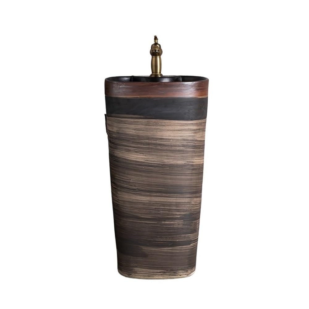 Zhaoj24-05 One Color Pedestal Sink Ceramic Integrated Pedestal Sink With Faucet And Drain Outdoor Floor Standing Wash Basin