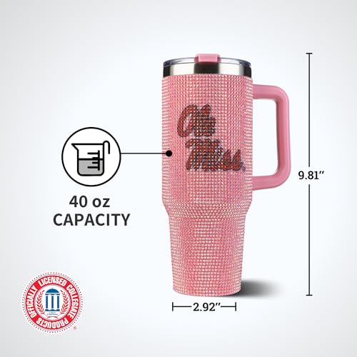 Image of The Memory Company Officially Licensed 40oz Pink Bling Game Day Tumbler, University of Mississippi