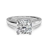 Anillo de compromiso con diamante moissanita de corte cojín de 2,00 ct, oro blanco de 14 quilates, tamaño del 49 al 70