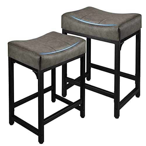 Counter-Height-Bar-Stools-Set-of-2-24-Inch-Stools-for-Kitchen-Counter-with-Soft-Cushion-Bar-Stools-and-Barstools-Steel-Frame-Counter-Height-Stools-for-Kitchen-Island-Bar-Support-350lbs-Grey Counter Height Bar Stools Set of 2 24 Inch Stools for Kitchen Counter with Soft Cushion Bar Stools and Barstools Steel Frame Counter Height Stools for Kitchen Island Bar Support 350lbs Grey
