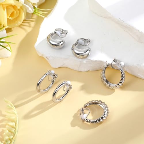 Set de 3 Aretes Clip-On Dorados 16K Zinc miniatura 7