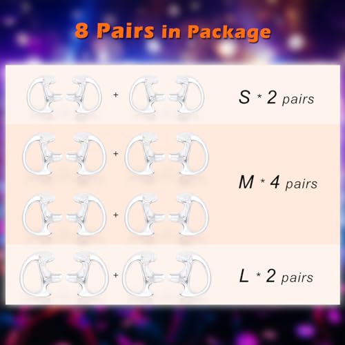 Image of Zeadio Earmould Earpiece Earbud Earplug for Two-Way Radio Coil Tube Audio Kits (Clear, Pair of 8)