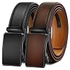 KEMISANT Men Belt 2 Pack, Leather Ratchet Belt Easy Click Slide For Men 1 3/8″,Cut for Fit