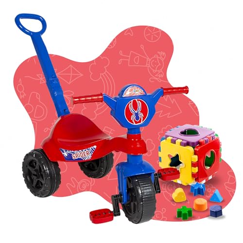 Triciclo Infantil Para Passeio Motoca Velotrol Criança Com Haste Pedal Menino E Menina Spider