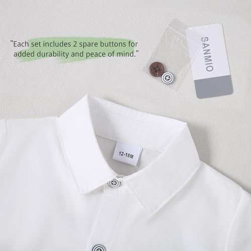 SANMIO Toddler Baby Boy Clothes Suit Gentleman Wedding Outfits, Formal Dress Shirt with Bowtie + Suspender Pants 1-5 Years4