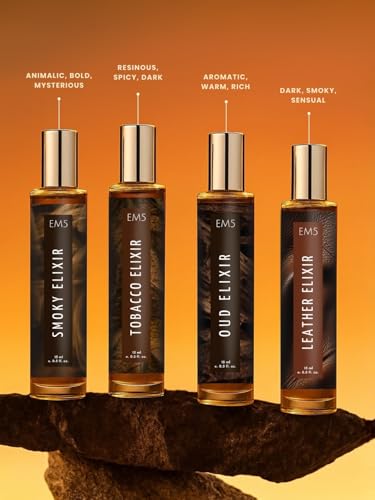 Image of EM5 Set of 4 Long-Lasting Perfumes for Men | Smoky, Oud, Leather & Tobacco Elixir | Premium Strong Manly Fragrances | Raw & Dominating Scents | Travel-Friendly Gift Set for Him | 15ml X 4 Pcs