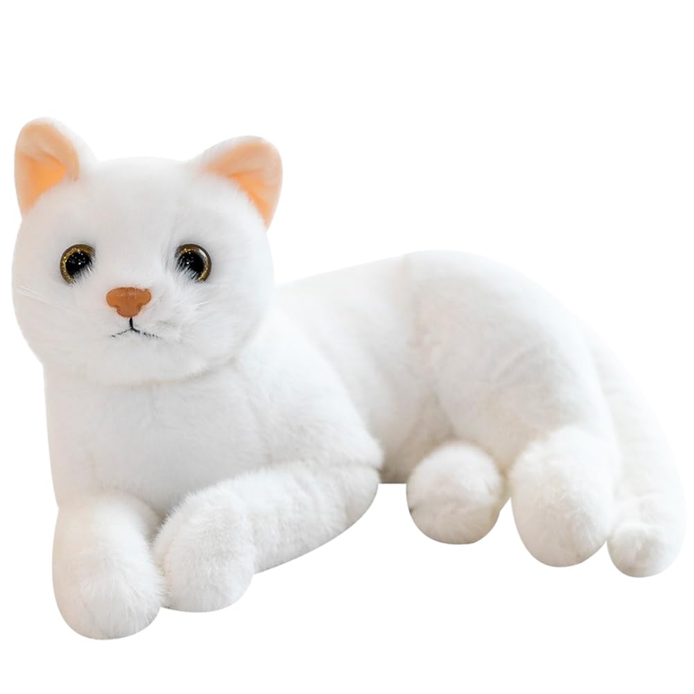 Simulazione Peluche di gatto, Peluche Gatto Grigio Realistico Giocattolo per Gatti, Simulato Morbido Giocattolo Regalo per Bambini e Collezionisti - Grigio (white) - 1