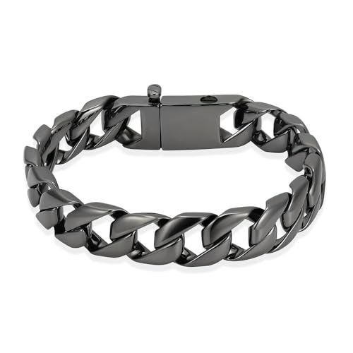Bracelet de crémation pour cendres en acier noir 18cm pour homme