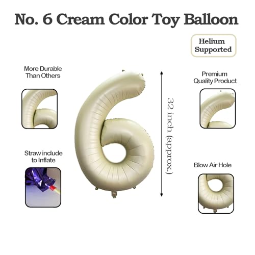 Image of Solid White 6 /six Number Foil Balloons 32 inch 6th Birthday Party Decoration Helium Supported