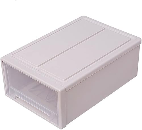 GENIGW - Caja organizadora de almacenamiento apilable transparente para el hogar SMLXLXXL color beige tamaño XXL