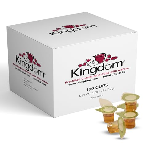 Kingdom Prefilled Communion Cup with Wafers(100 ct-White Juice) Sealed in a Single-Serving Container with Upto 1-Year Shelf Life, Perfect for Holy Eucharist Celebration in Hospitals, Summer Camps