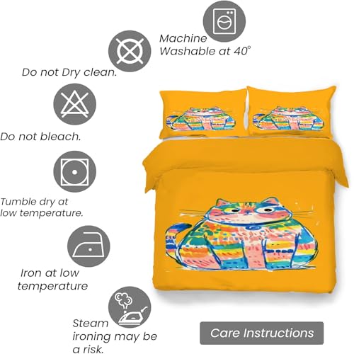 Housse de couette 200x200 chaton avec 2 taies d'oreiller en microfibre douce - 7