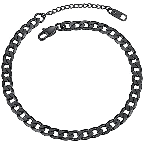 Black Cuban Link Anklets For Women Men 6Mm Summer Beach Foot Chain Anklet Wide Leg Anklet Ankle Bracelets #TOP10