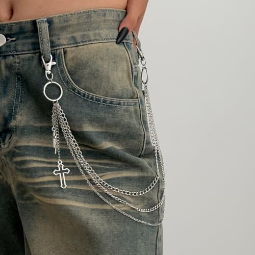 Fashion Layered Pants Wallet Chains Exquisite Gold Silver Cross Jean Pocket Chain - image 7