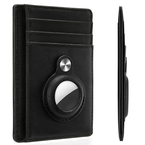 Image of Hawanik Slim Minimalist Front Pocket Wallet with Built-in Case Holder for AirTag