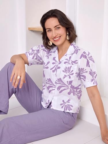 Image of TOPLOT Printing Cotton Crop-Tops Set for Woman || Co ord Set for Women Stylish (5248)
