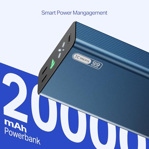 Image of Boat EnergyShroom PB465 Turbo X 20000mAh Power Bank, 65W Turbo Fast Charging, Dual Type-C 2-Way Ports, LED Battery & Charging Indicators, Compact & Lightweight for Laptop & Mobile (Navy Blue)