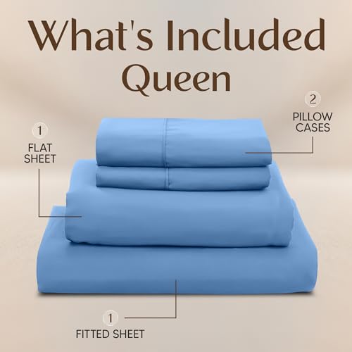 Image of Utopia Bedding Queen Size Sheet Set - 4 Piece Bed Sheets, Soft and Breathable Microfiber, Includes 1 Fitted Sheet, 1 Flat Sheet and 2 Pillowcases - Oeko Tex (Dutch Blue)