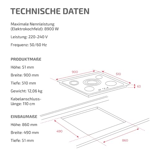 Teka Elektro-Kochfeld 90 cm mit 5 Kochzonen
