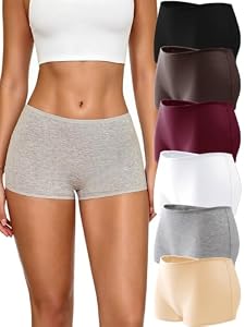 ALL OF SHE Boxershorts Damen Unterhosen Damen Baumwolle Unterwäsche Frauen 6er Set Reine Farbe Panties Bequem Hotpants Einfach Dehnbar Hipster Mehrpack L