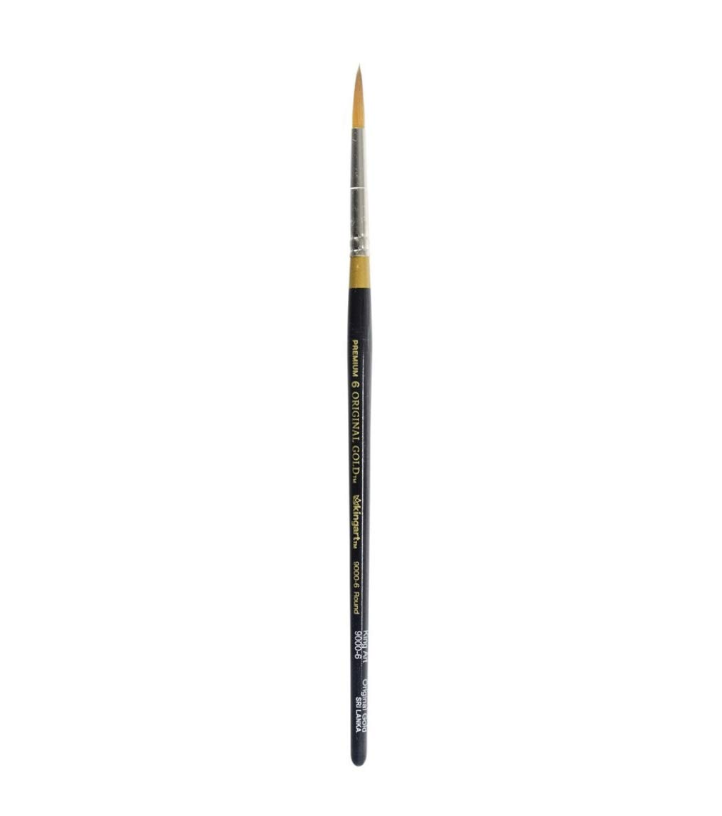 Kingart Gold Premium Original 9000-6 Round Series Artist Brush, En Taklon Synthetic Hair, Short Handle, For Acrylic, Watercolor, Oil And Gouache Painting, Size 6