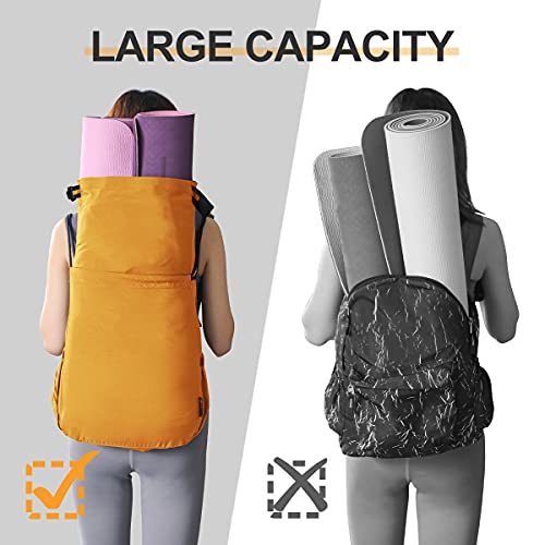 Water-Resistant Drawstring Bag - Expandable 30L with Anti-Theft Zipper Pockets - Ideal Small Cinch Backpack for Men, Women, and Kids - Perfect Gym, Beach, School, and Travel Bag (Orange)3