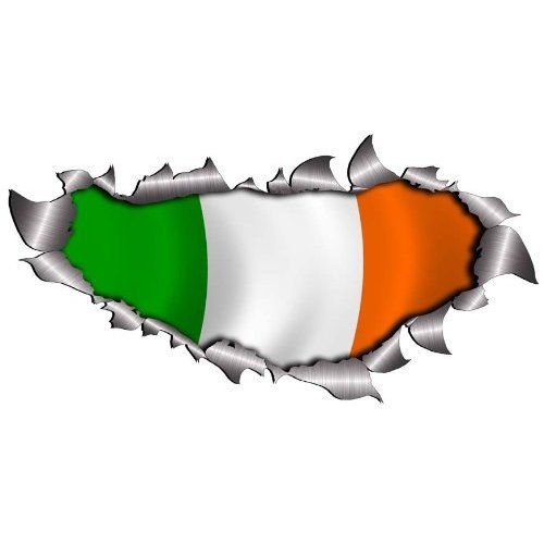 Small Single Flag Of Ireland Metal Rip Open Sticker