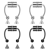 Yolev 4 anillos falsos para la nariz, piercing de tabique falso, joyería de acero inoxidable para un uso cómodo, adecuado para uso diario, fiestas, decoración del cuerpo