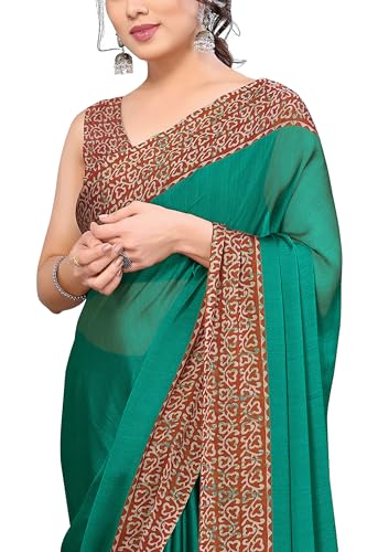 Image of MIRCHI FASHION Saree for Woman Chiffon Madhubani Print | Breathable Comfortable Printed Saree for Office and Regular Use (Available in 15 Designs)
