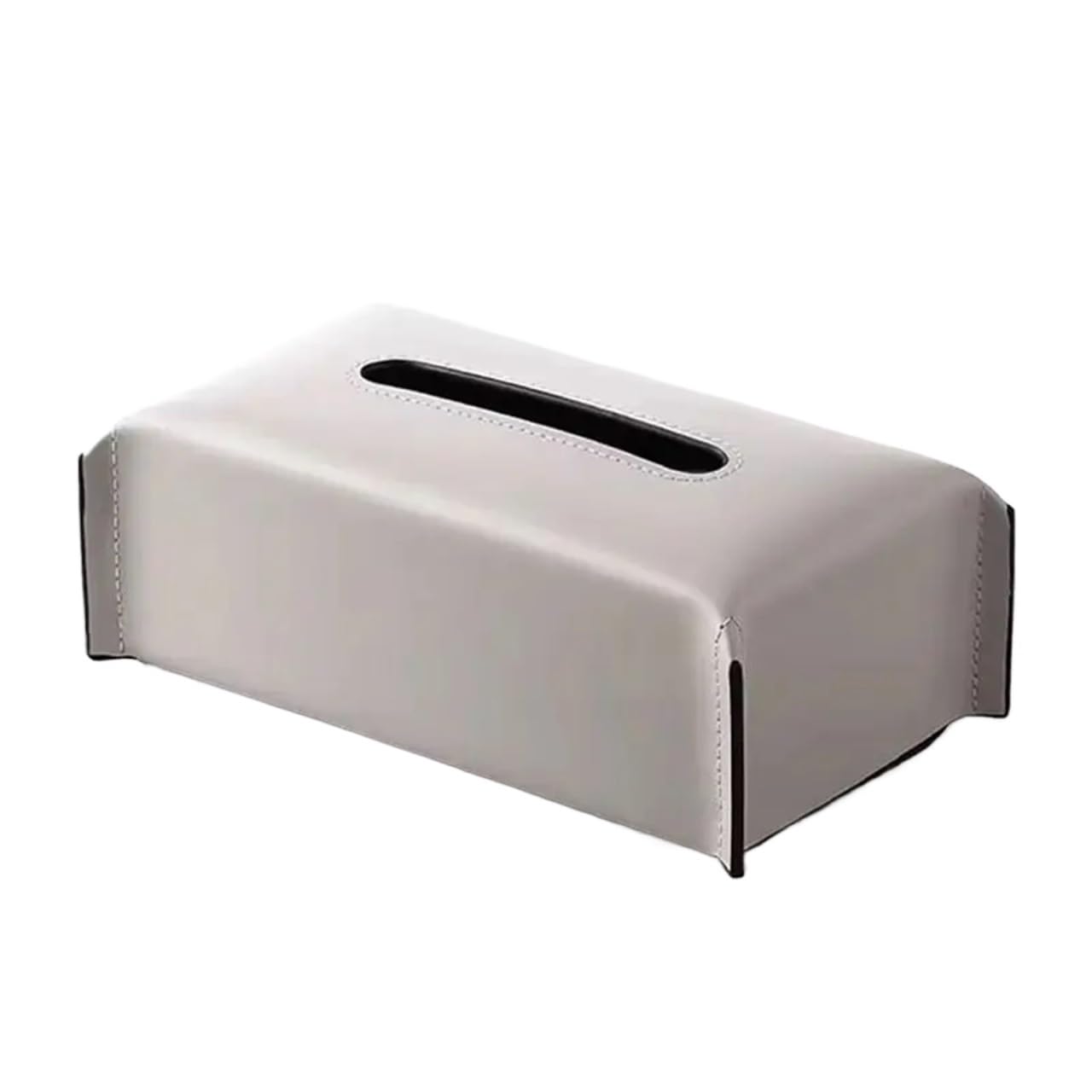 Woven Tissue Box Leather Napkin Case Luxury Paper Cover Living Room Tissue Paper Holder Desktop Home Tabletop Decoration(Grey)
