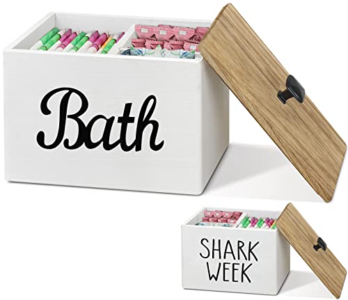 Bauernhaus-Badezimmer-Organizer - Tampon-Aufbewahrung, Badezimmer-Aufbewahrungsbox für Organisation - dekorative Arbeitsplatte, Schrank oder Regal-Organizer für Kosmetika, Zubehör Cover