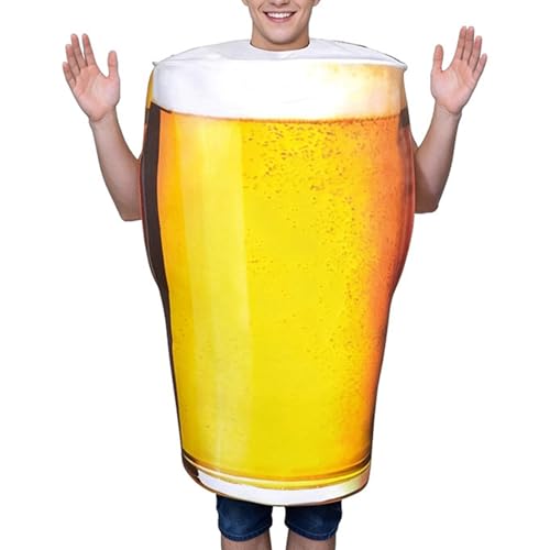 Wcudoi Déguisement Bière - Costume humoristique de Chope de Bière | Déguisement de verre pour soirée cosplay | pour femmes, hommes, adultes, cosplayeurs,...