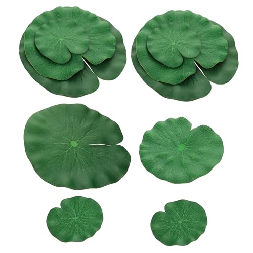KONTONTY Feuilles Artificielles De Nénuphar Flottantes Réalistes pour Aquarium Et Bassin De Jardin, Lot de 10 Pièces, Décoration Aquatique Extérieure Résistante Aux Intempéries pour Étang Et Fontaine