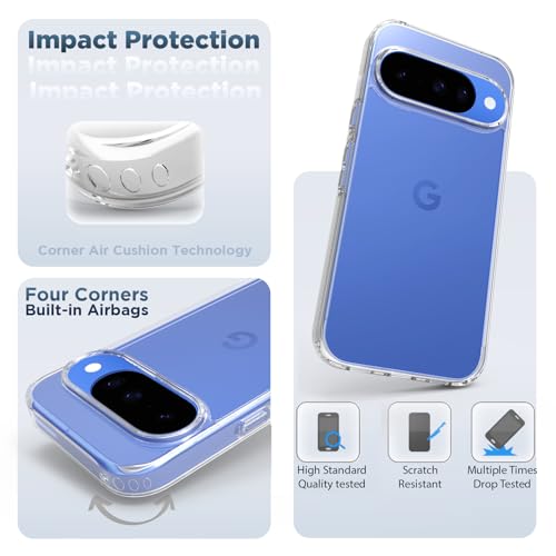 Image of RIGGEAR Shockproof Clear Hybrid Armor Back Cover Case for Google Pixel 10 / Pixel 10 Pro (Transparent PC + TPU Bumper)