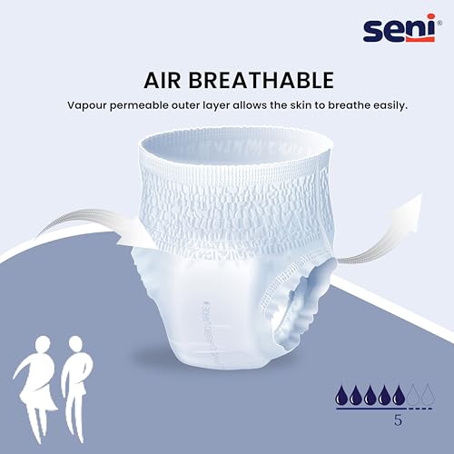 Image of Seni Pants Classic Adult Diaper Pants (Pull-Ups), Breathable, Leak-Proof, with Wetness Indicator, Size XL, 10 Pcs per Pack