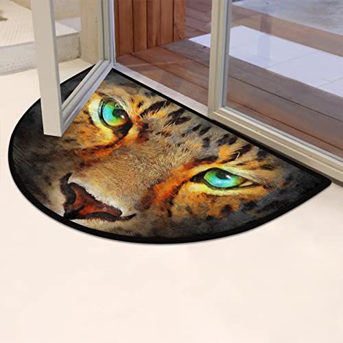 Animal Leopard Print Half Round Door Mat,Retro Cheetah Welcome Mat For Front Door Non-Slip Entryway Rug Floor Doormat For Inside Outside Entry Bedroom Bathroom Kitchen Garage Patio,24"X 36" #TOP5